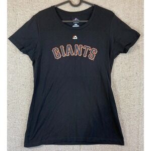 Womens Sz Medium Majestic T Shirt San Francisco Giants Black Crawford 35